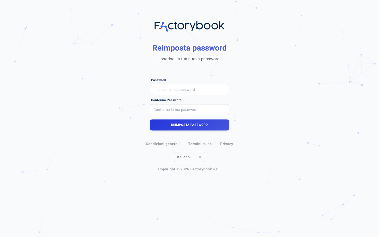 Pagina di reimpostazione password
