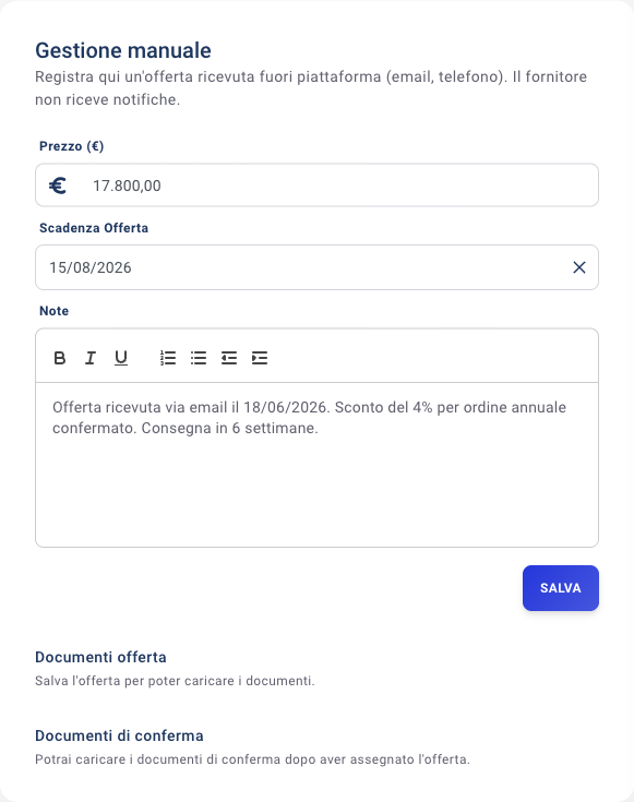 Scheda Gestione manuale compilata