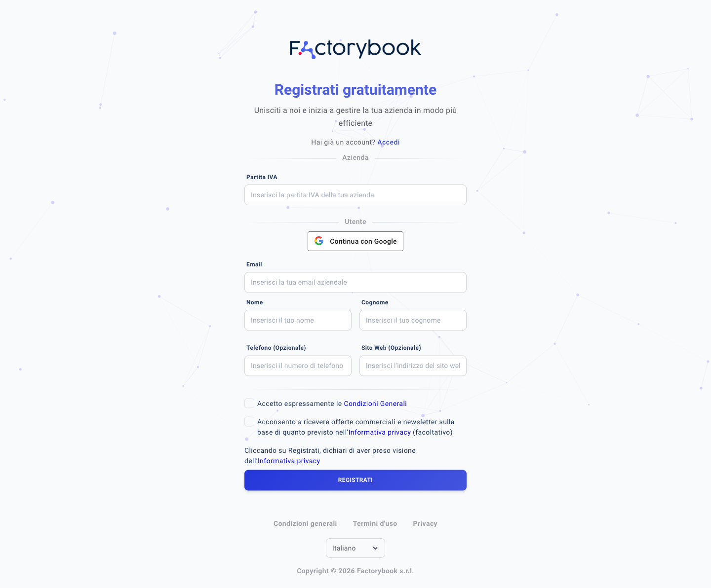 Modulo di registrazione